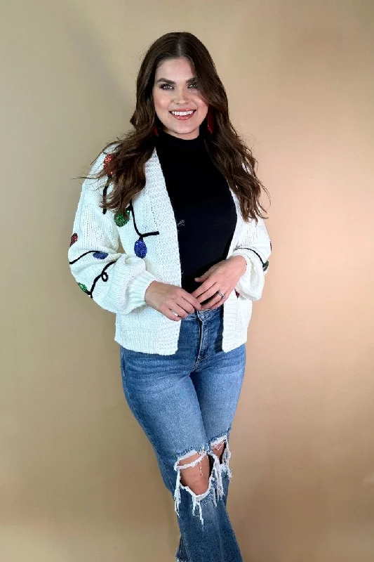 Year-End Deals Christmas Light Sequin Cardigan