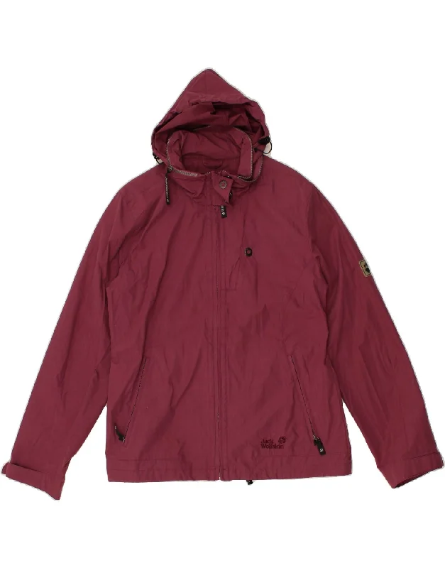 Massive Savings JACK WOLFSKIN Womens Hooded Windbreaker Jacket UK 16 Large Maroon