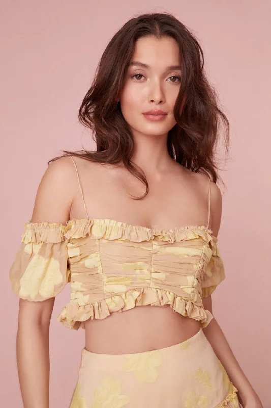 Stock Clearance Emalin Cropped Off-Shoulder Top