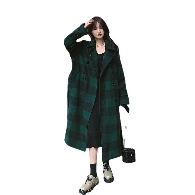 Today’s Deal French Green Plaid Woolen Coat Is Lightly Cooked And Loose And Slim