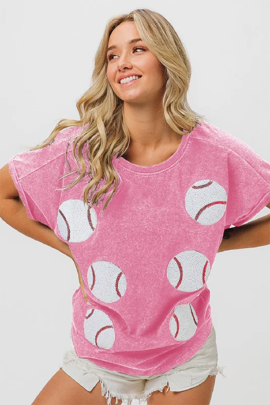 Bonus Savings BiBi Sequin Baseball Short Sleeve T-Shirt
