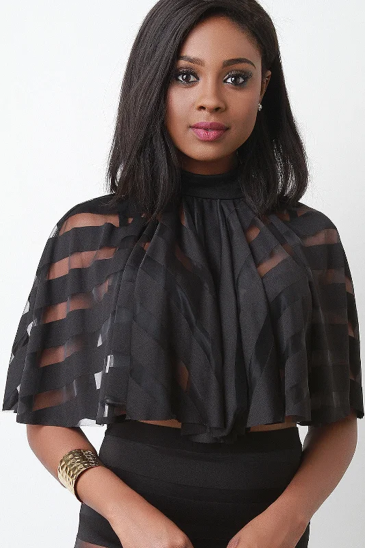 Loyalty Reward Semi Sheer Open Back Cape Style Crop Top