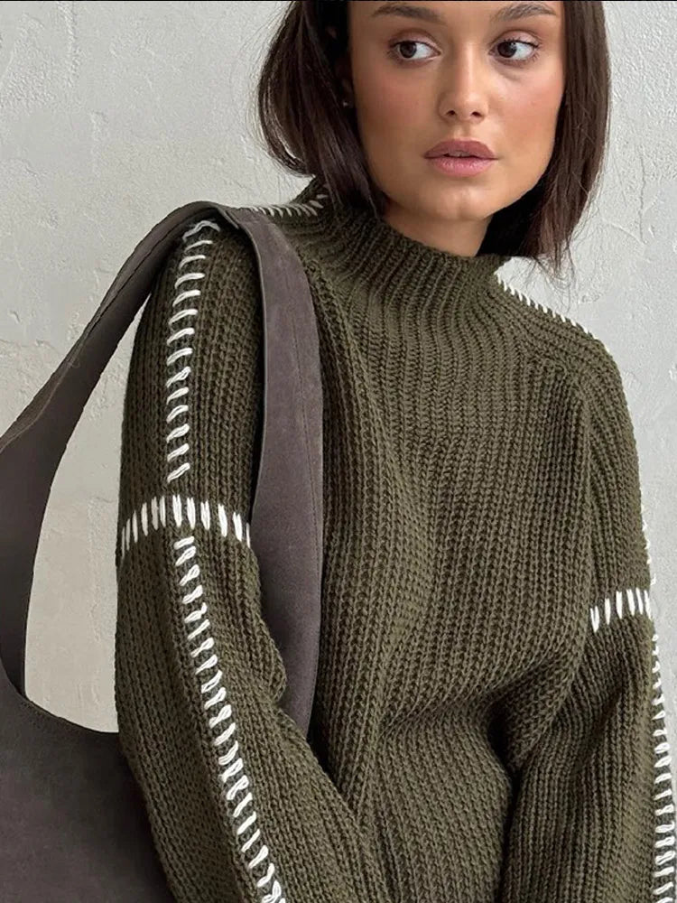 Fantastic Offers Fashion Cropped O Neck Heavy Women's New Casual Long Sleeves Sweater