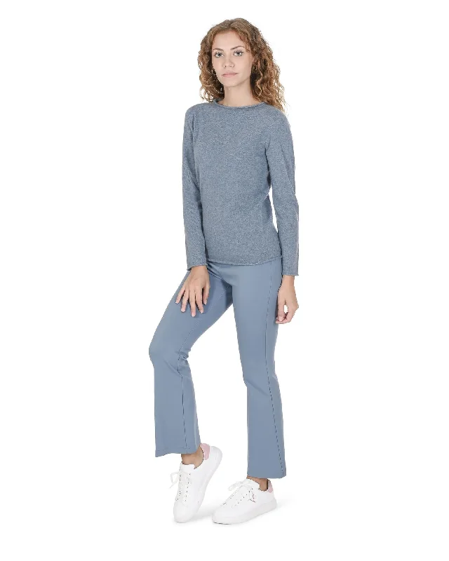 Steals and Deals Crown of Edinburgh Cashmere Women's Cashmere Boatneck Sweater - Italian Crafted in Sky blue - S
