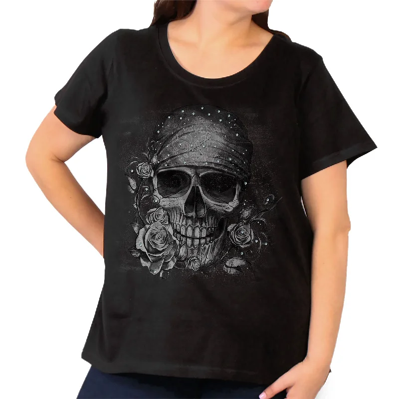 Savings Bonanza Hot Leathers GLR1508 Skull Bandana Full Figured Ladies T-Shirt
