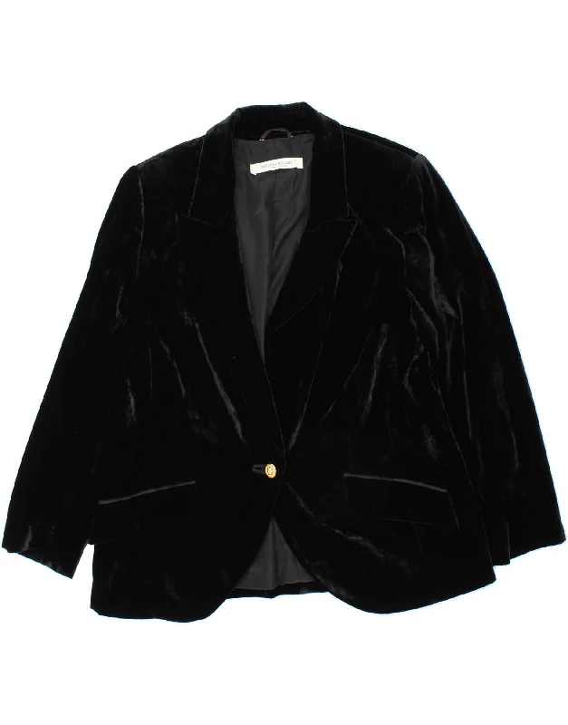 Act Fast MARINA RINALDI Womens Velvet 1 Button Blazer Jacket Size 23 Medium Black