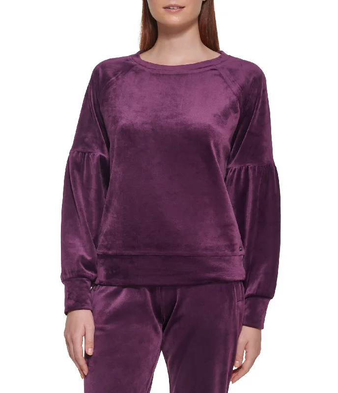 Price Drop Velvet Balloon Sleeve Top