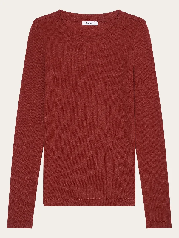 Markdown Madness Rib Scoop neck long sleeved - Fired Brick