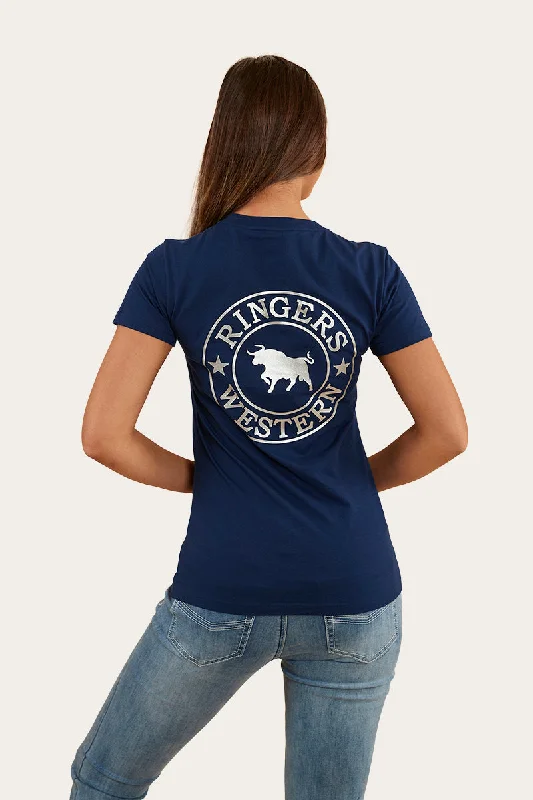 One-DAY Sale Signature Bull Women Classic Fit T-Shirt - Navy/Silver