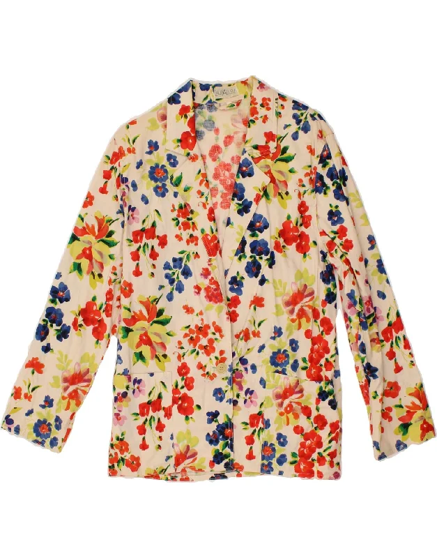 Weekend Savings Extravaganza VINTAGE Womens 1 Button Blazer Jacket UK 14 Medium Multicoloured Floral