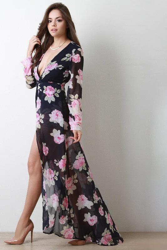 Limited Time Sheer Maxi Skirt Over Long Sleeve Romper