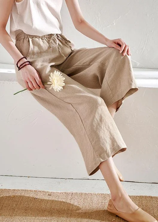 Daily Specials Chic Beige Pockets Casual Wide Leg Summer Pants Linen