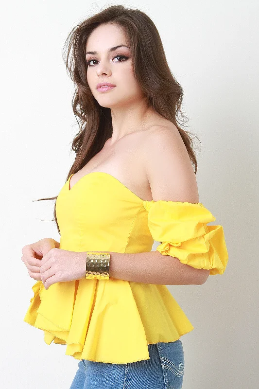 Instant Savings Ruffled Sleeves Peplum Tube Top