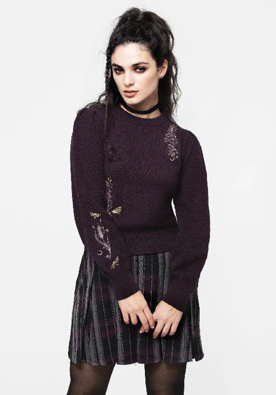 Super Deal Foxglove Embroidered Knit Jumper