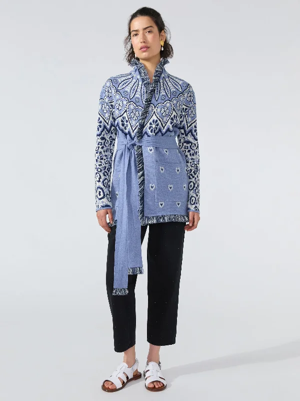 Final Markdown Dalton Cotton Jacquard Cardigan Blue