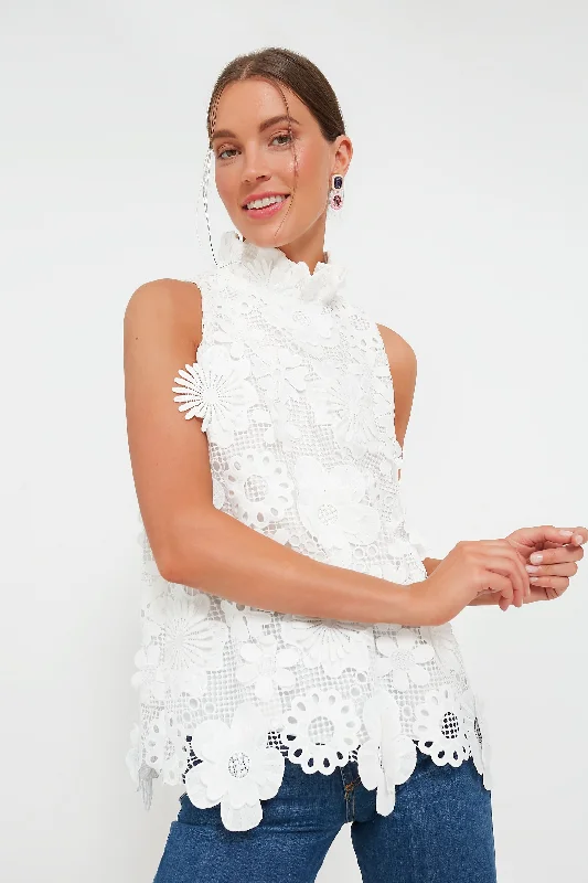 Deep Savings Blanc Guipure Lace Mason Top