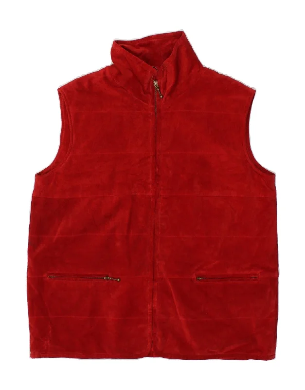 Loyalty Reward YUPPIE Womens Suede Gilet EU 40/42 Large Red Leather