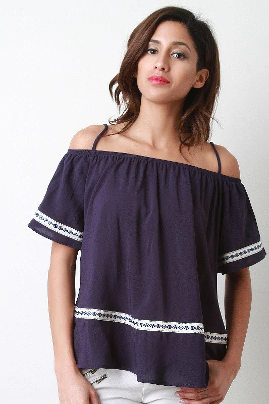 Don't Miss Out Short Sleeve Off Shoulder Peasant Top
