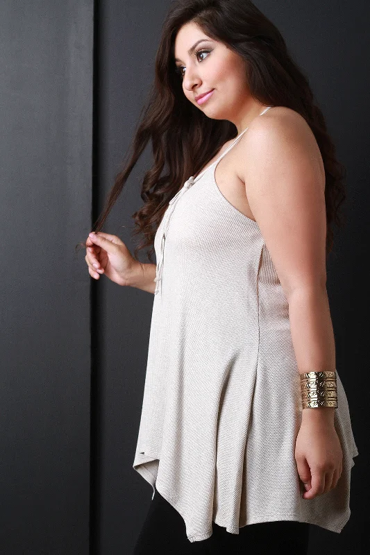 Markdown Sale Lace Up Racerback Spaghetti Strap Top