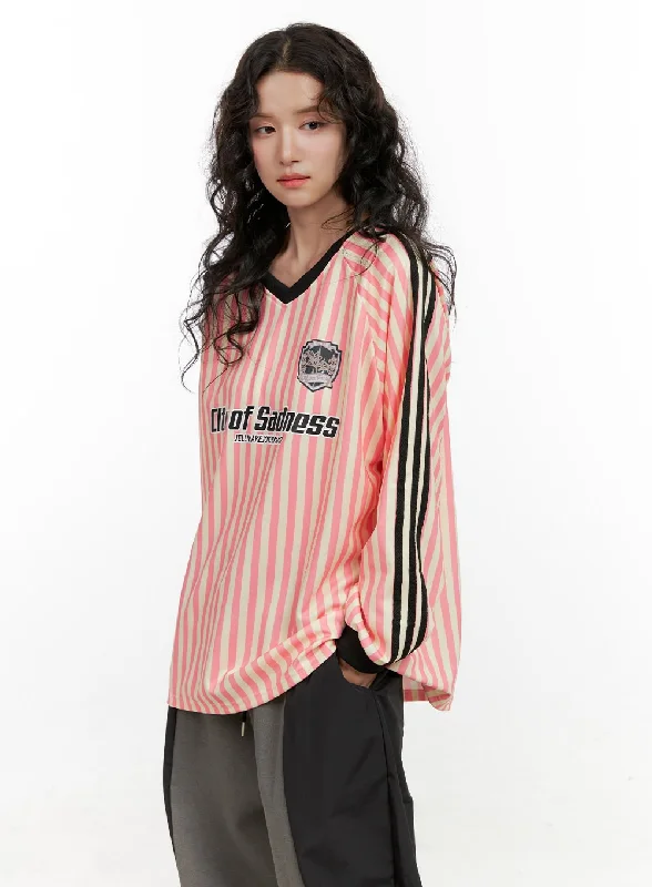 Price Slash V-Stripe Long Sleeve Sweatshirt ON404