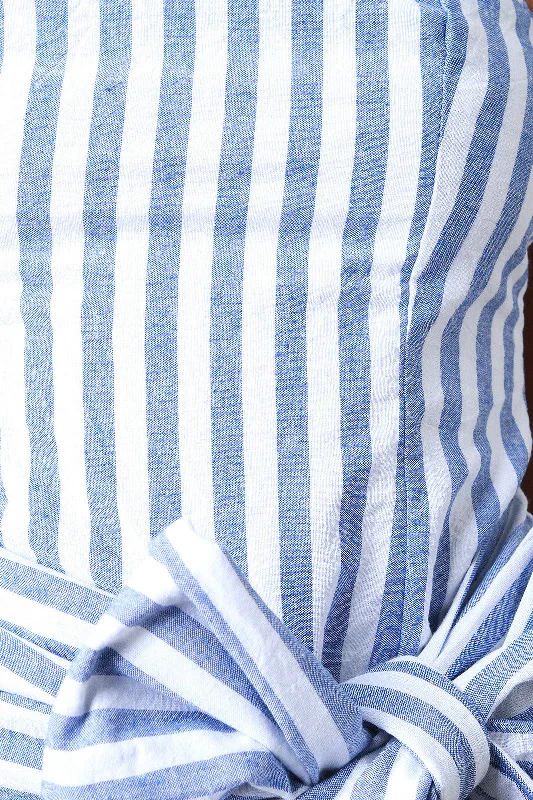 Unbeatable Prices Striped Chambray Bow Hem Tube Top