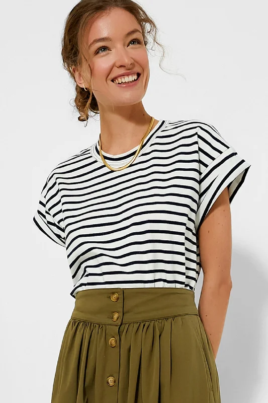 New Markdowns Blue Striped Presley Boyfriend Tee