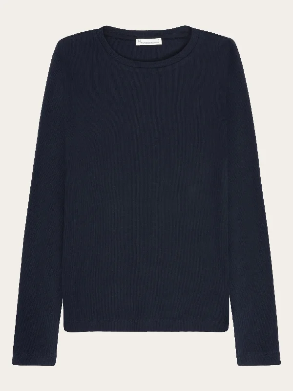 Weekend Specials to Indulge In Rib Scoop neck long sleeved - Night Sky
