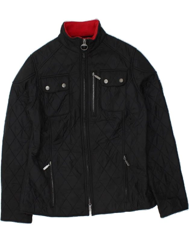 Weekend Shopping Made Better BARBOUR Womens Quilted Jacket UK 12 Medium Black Polyamide