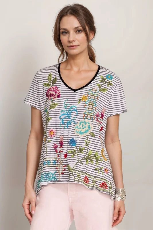 Value Deals Johnny Was Sheri Everyday Stripe Tee J14224 Boho Chic