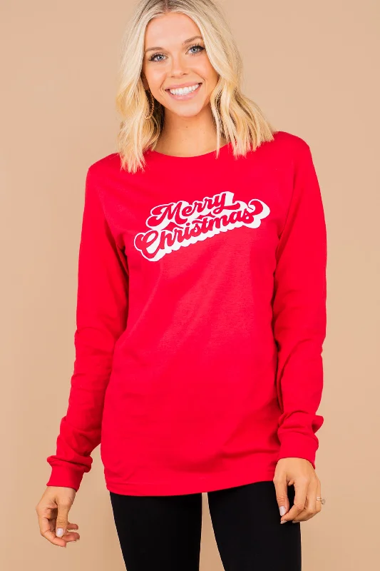Your Weekend, Your Savings Merry Christmas Red Graphic L/S Tee