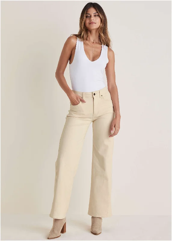Shop Now Wide Leg Jeans - Natural Wash