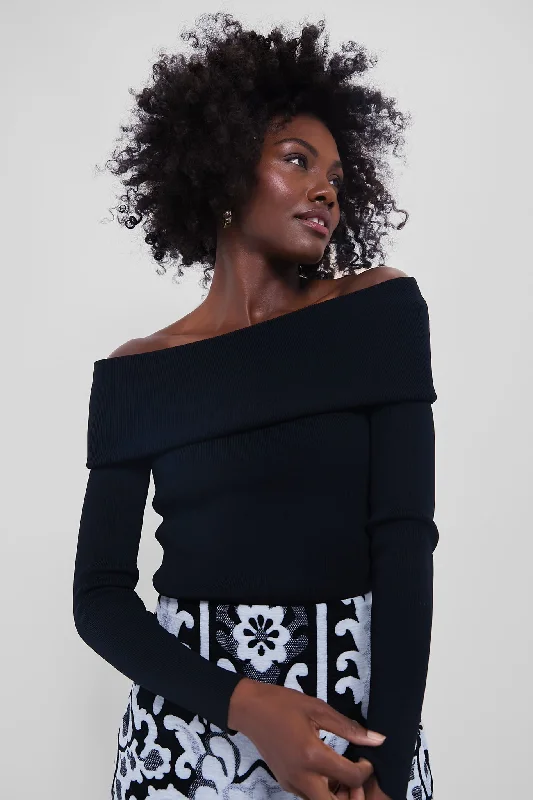 Today's Special Black Knit Off-The-Shoulder Adrianna Top