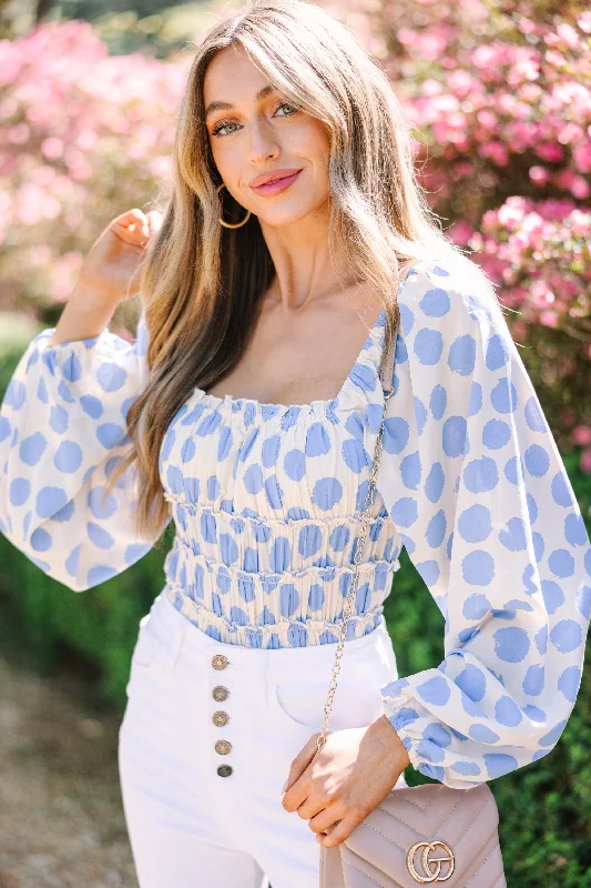 Weekend Deals That Thrill True Self Blue Polka Dot Bodysuit