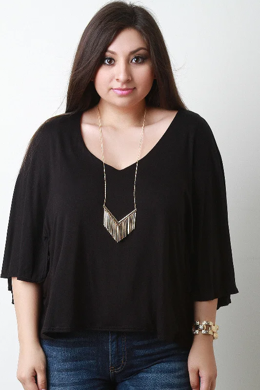 Bonus Savings Jersey Knit V-Neck Dolman Sleeve Top