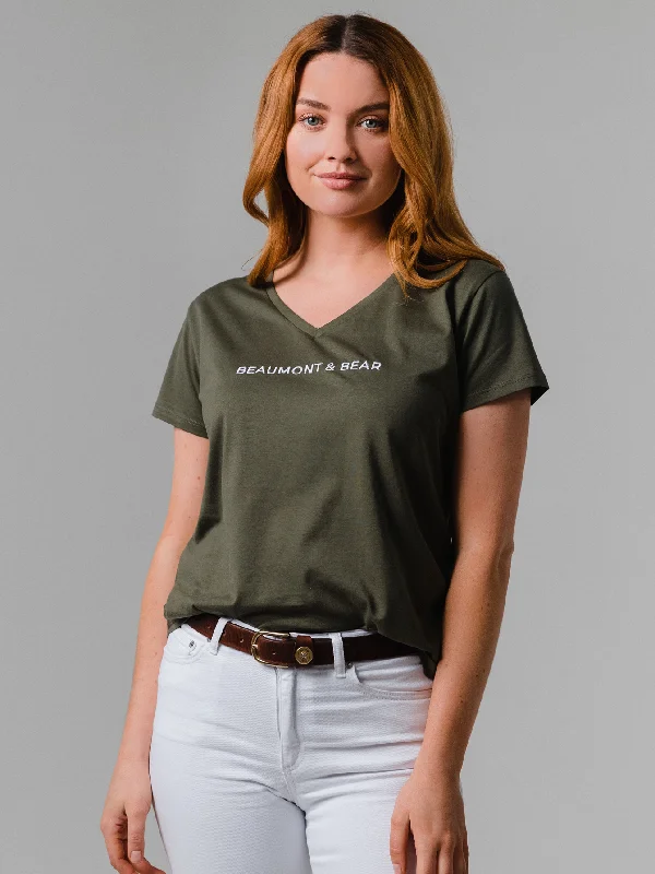 Super Deal Shadycombe Women's V-Neck T-Shirt - Khaki