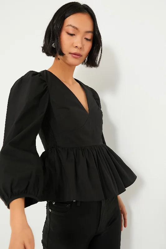 Online Exclusive Black Puff Sleeve Elaina Blouse