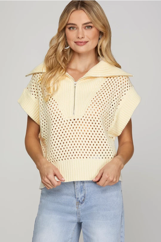 Today's Special Cream Quarter Zip Top