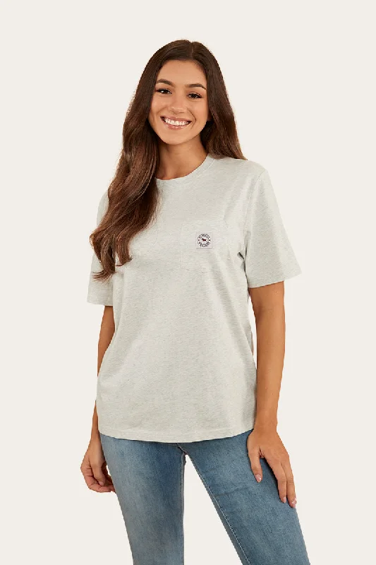 Hurry In Esther Womens Loose Fit T-Shirt - Light Grey Marle