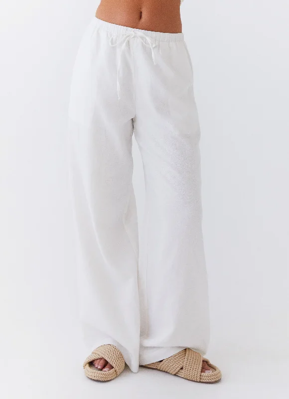 Savings Galore Fresh Face Linen Pants - White
