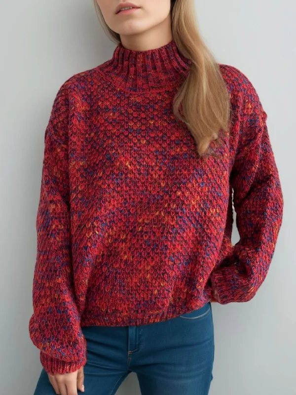 Price Rollback Heathered Turtleneck Dropped Shoulder Sweater