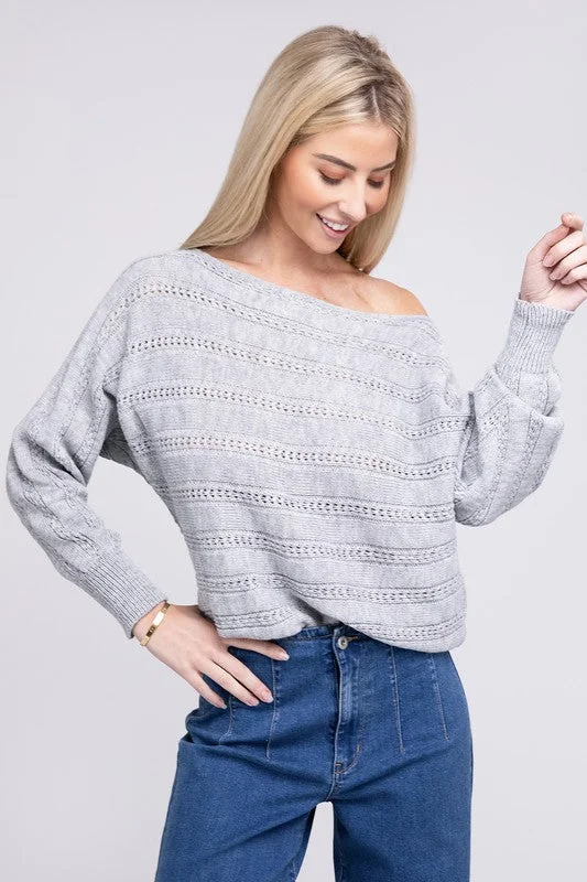 Weekend Savings Bonanza Boat Neck Cable Knit Sweater