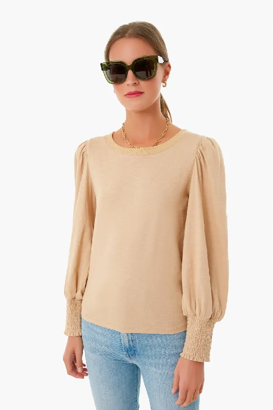 Today's Deal Sand Wisp Lennon Puff Sleeve Crewneck