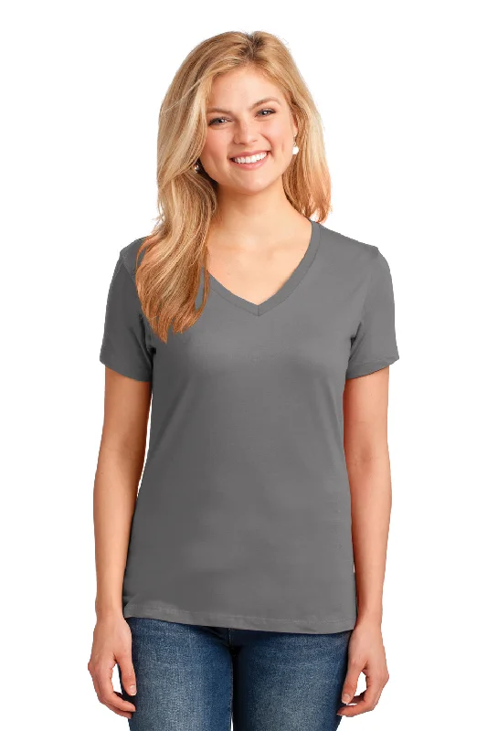 Weekend Deals That Spark Port & Company Womens Core Short Sleeve V-Neck T-Shirt - Medium Grey