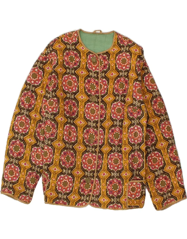 Quick Sale VINTAGE Womens 4 Button Blazer Jacket UK 18 XL Brown Floral