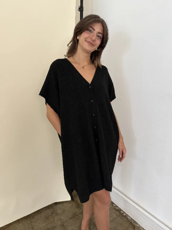 Crazy Deals Logan Knit Buttoned Cardigan Mini Dress (Black)