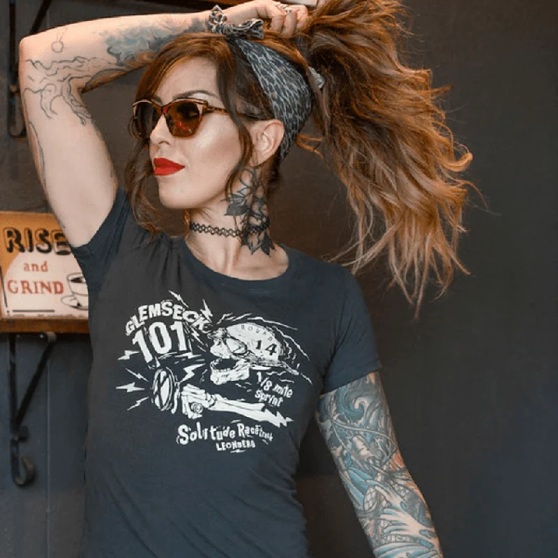 Limited Availability Ton Up Clothing 'Glemseck Boneshaker Womens Black T-Shirt