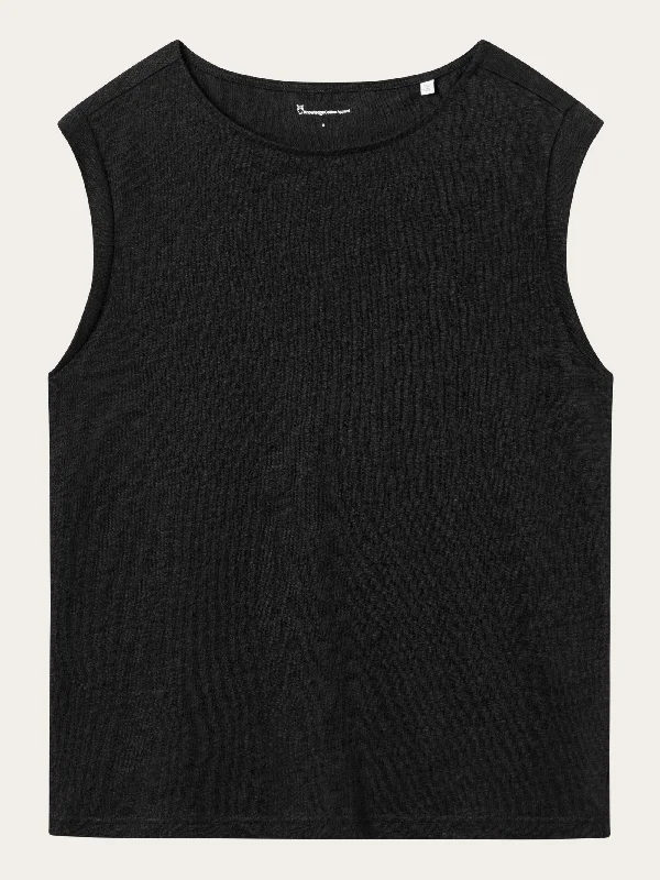 Steals and Deals Loose fold up linen t-shirt - Black Jet