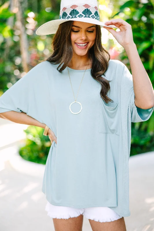 New Markdowns On Your Time Light Green Oversized Top