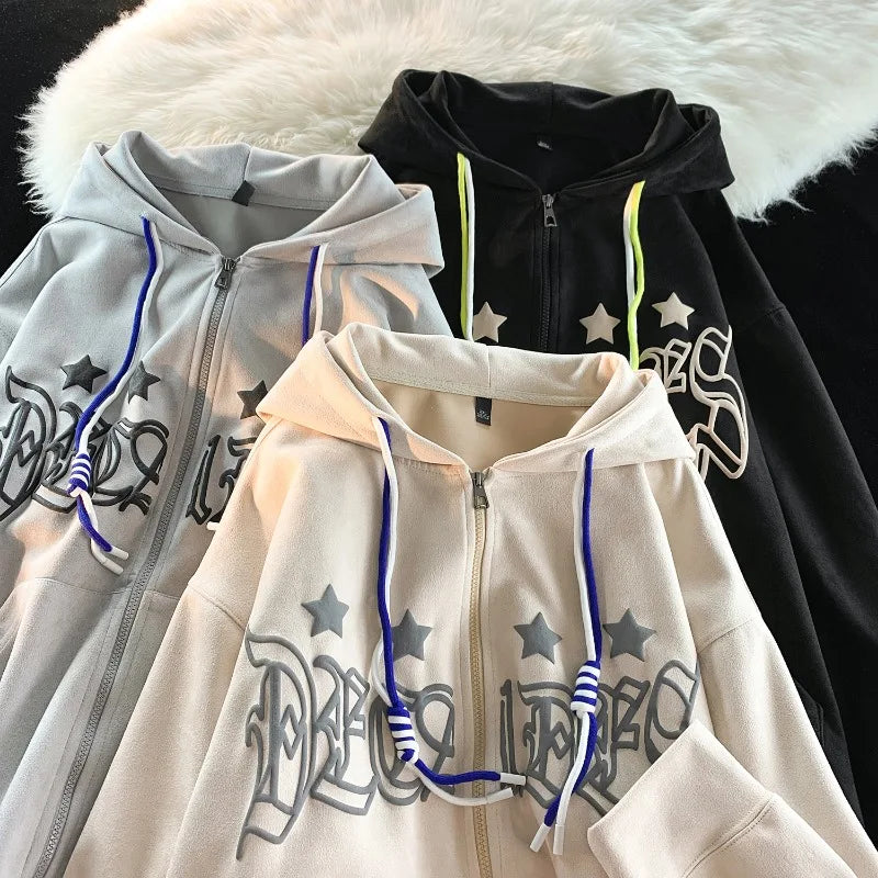 Hot Deal Gothic Colour Blocking Stylish Faux Suede Hoodie