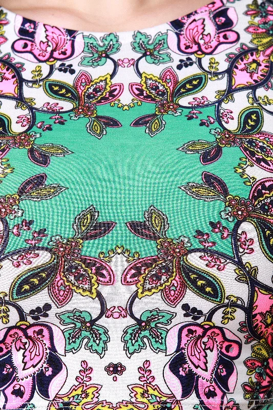 Year-End Clearance Tribal Lotus Print Crop Top